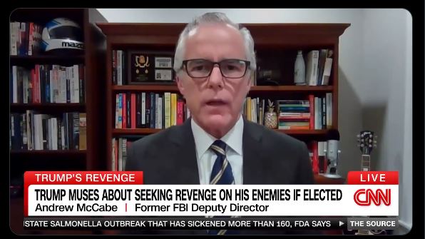 Yellow streak running: Former FBI deputy chief McCabe says FBI agents are scared of going to jail if Trump is elected