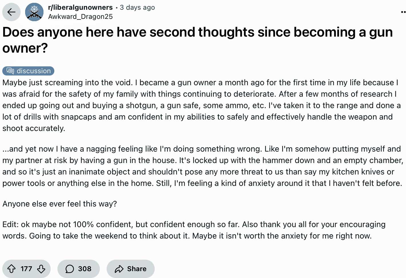 New gun anxiety
