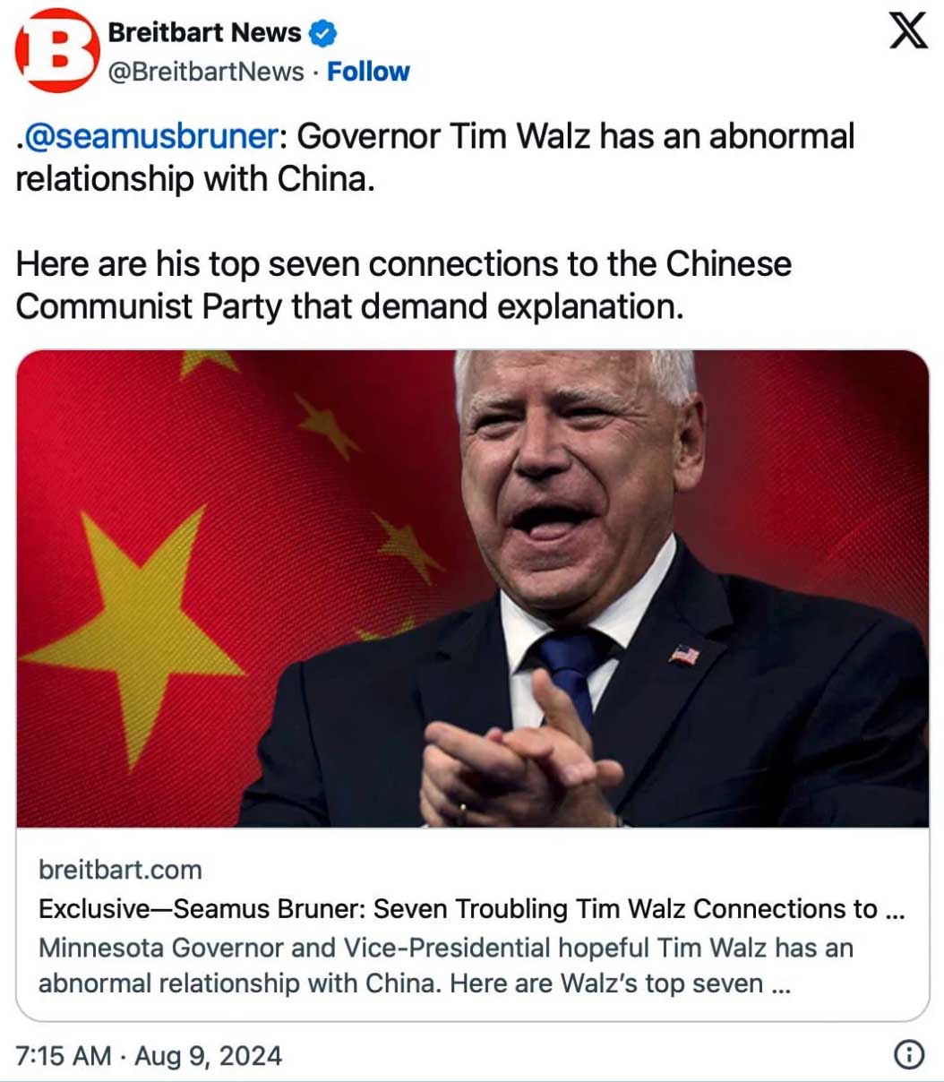 The FBI covered for Tim Walz and China