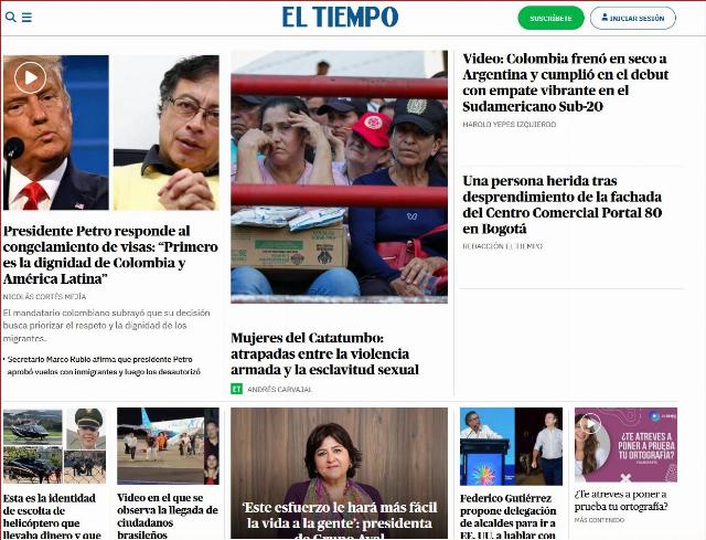 El Tiempo front page 2a