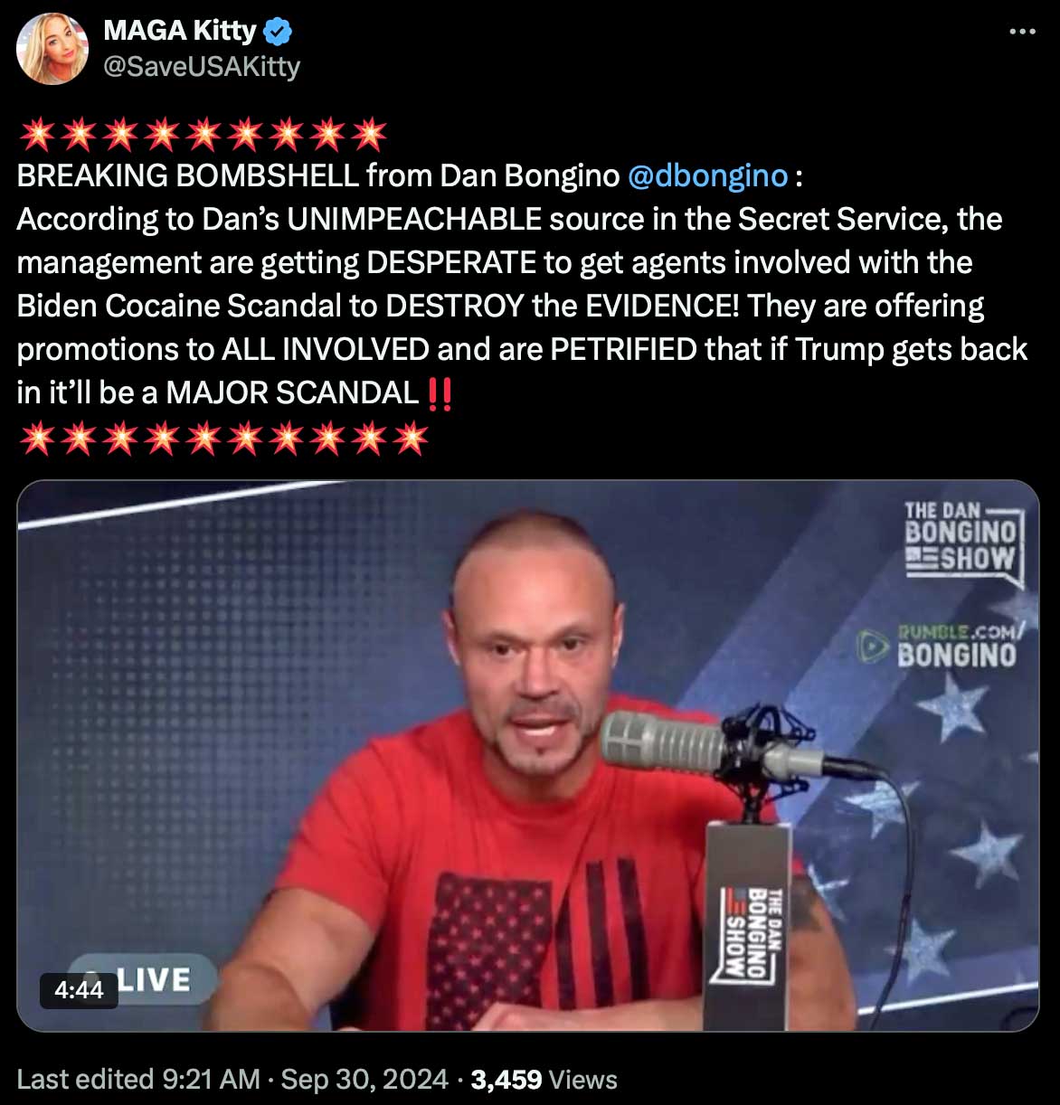 Bongino: White House cocaine coverup