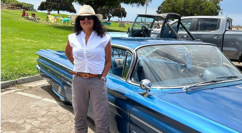 NextImg:Sometimes, serendipity finds you: Meeting Irene and her fabulous classic car on a San Diego beach