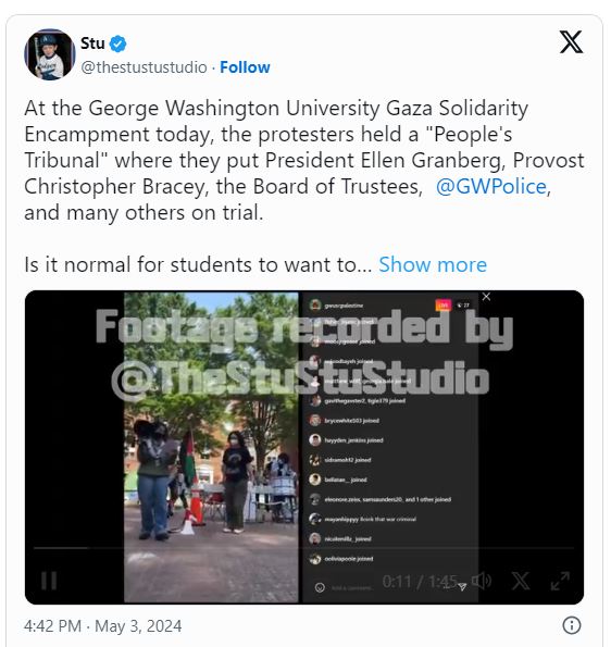 At GWU, student radicals put people on trial and announce they're executing them