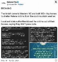 North Carolina dumps on hurricane survivors and the Amish