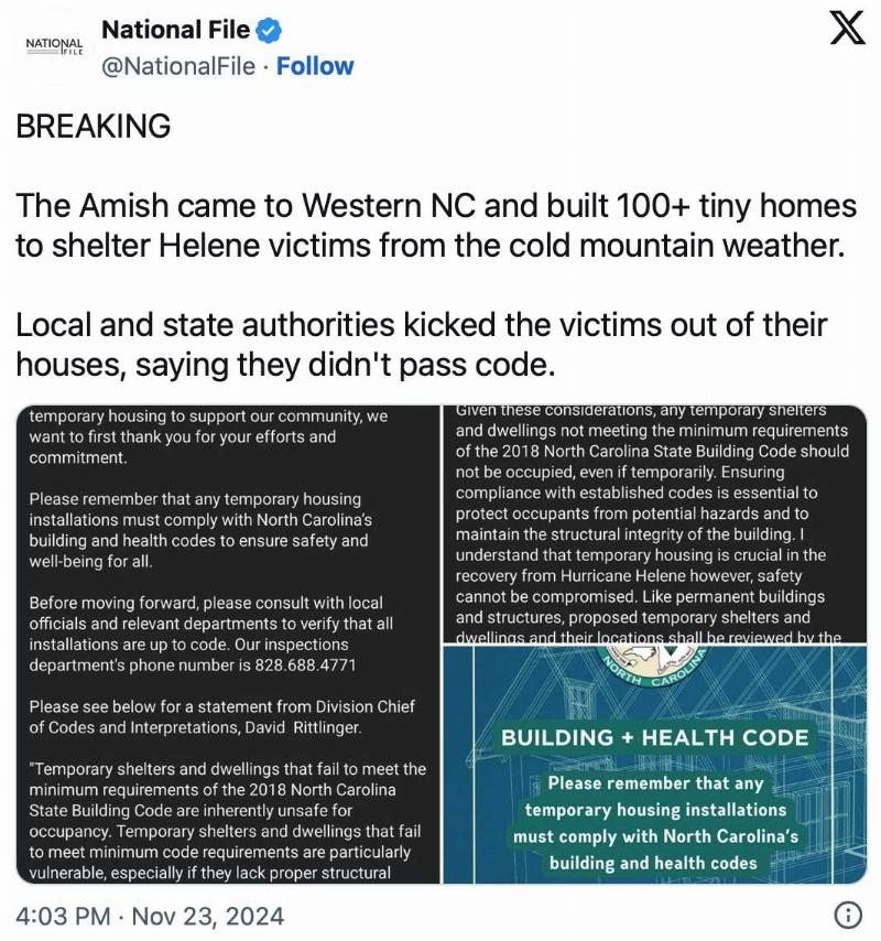 NextImg:North Carolina dumps on hurricane survivors and the Amish