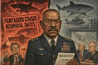 A split-screen view of Admiral Alvin Holsey’s departure from the Pentagon