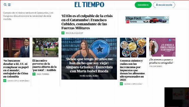 El Tiempo front page 3