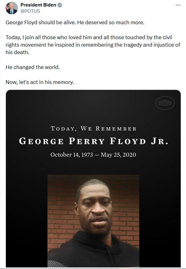 Joe Biden spends his Memorial Day weekend celebrating George Floyd
