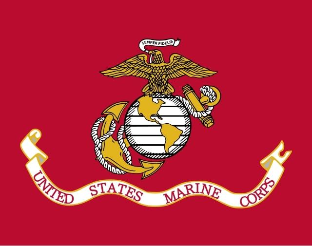 Marine_corps_flag.gif: Himasaramderivative work: Mnmazur, Public domain, via Wikimedia Commons