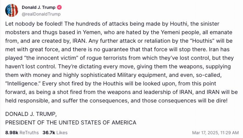 NextImg:Trump just fired a huge warning shot over Iran’s bow