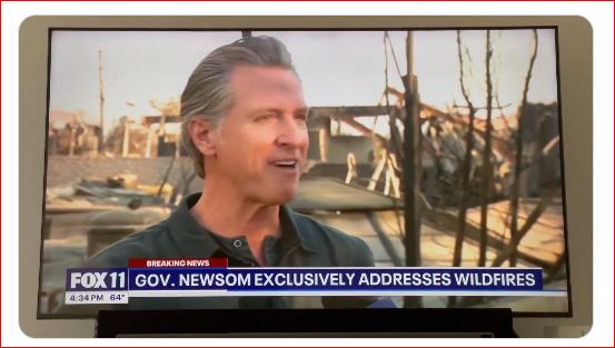 Newsom begs Trump to come to California -- not mentioning Kamala, who has a house in the path of the inferno