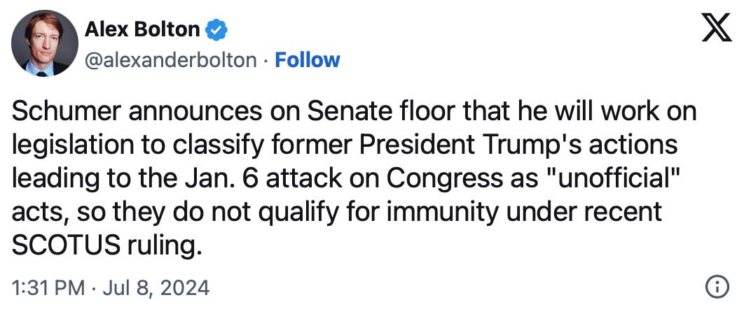 Chuck Schumer: immunity challenged