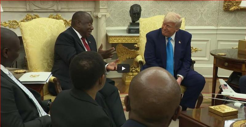 NextImg:Trump brings the receipts to South Africa's president on white-farmer killings going on in South Africa