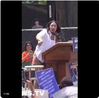 AOC goes bonkers at Bronx Bowman rally, breaking out into black English