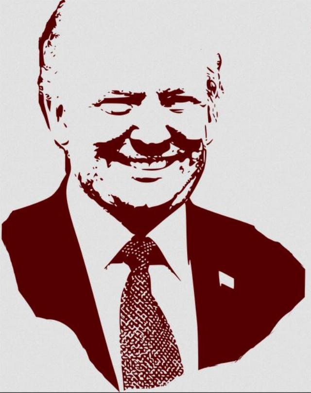 Trump, smiling.