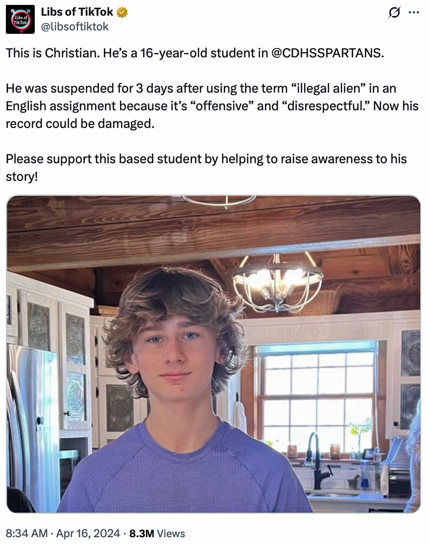 A school defending illegal aliens admits error