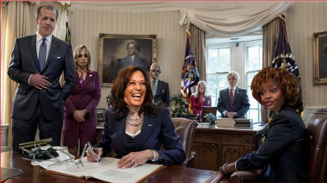Autopen illustration featuring Kamala Harris