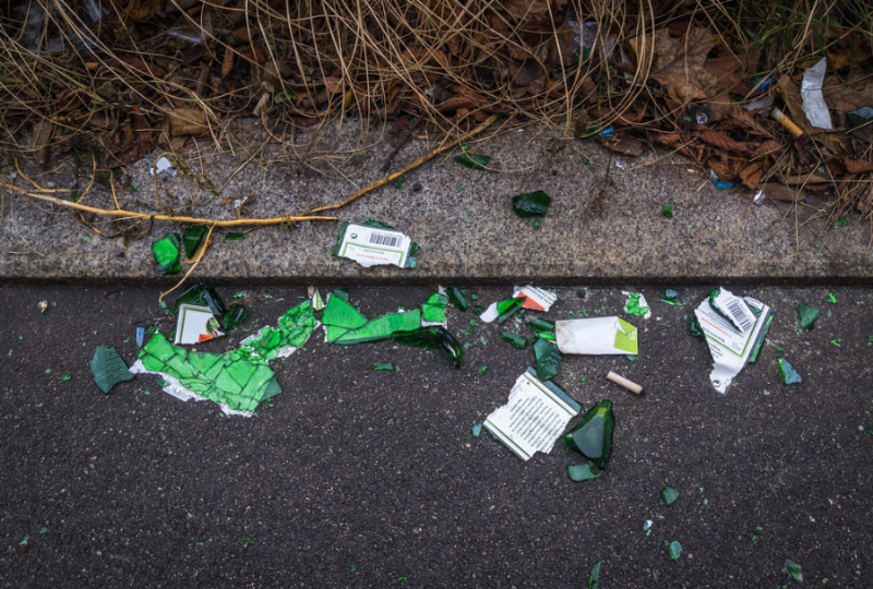 NextImg:Broken glass on the way to work