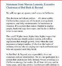 Bed, Bath & Beyond flees California, tells the world exactly why