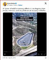 Drone footage shows Pacific Palisades reservoir still empty