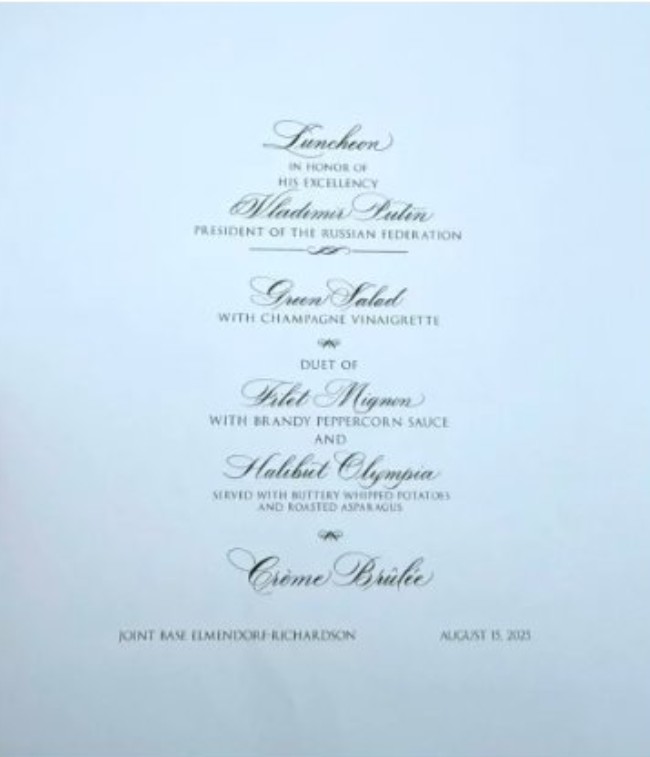 An Alaska summit menu for Putin was left on a printer and the mainstream media loses its mind