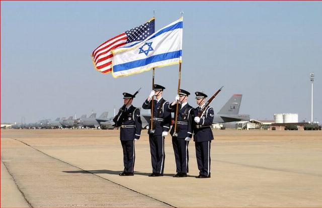 U.S. Israel military alliance flags